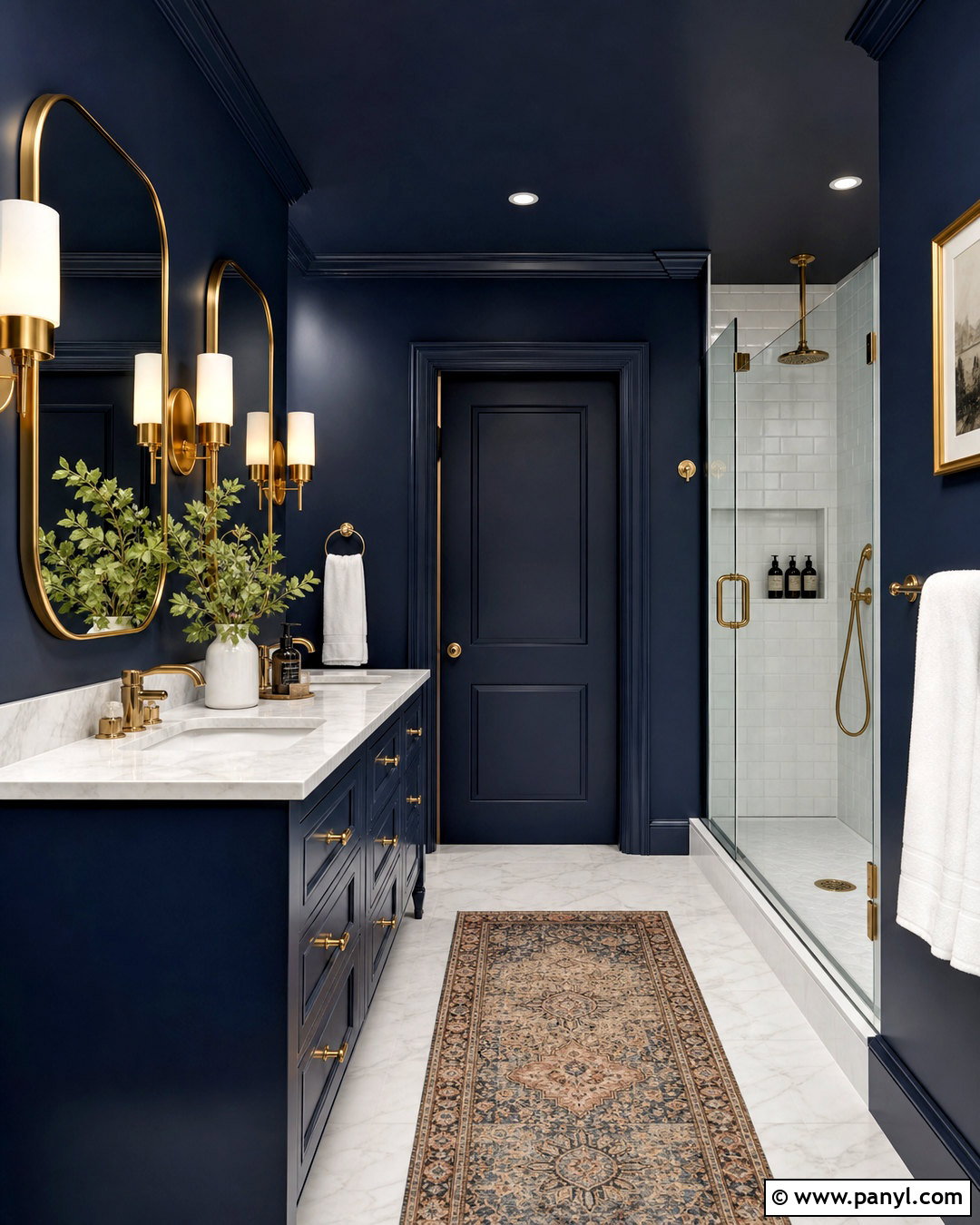 Midnight Blue And Brass Bathroom - 20 bathroom color schemes blue ideas