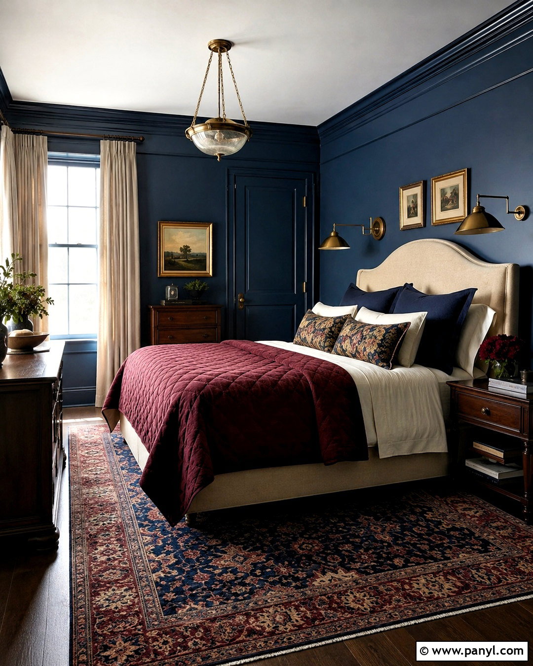 Midnight Blue And Burgundy Bedroom - 20 blue bedroom color schemes
