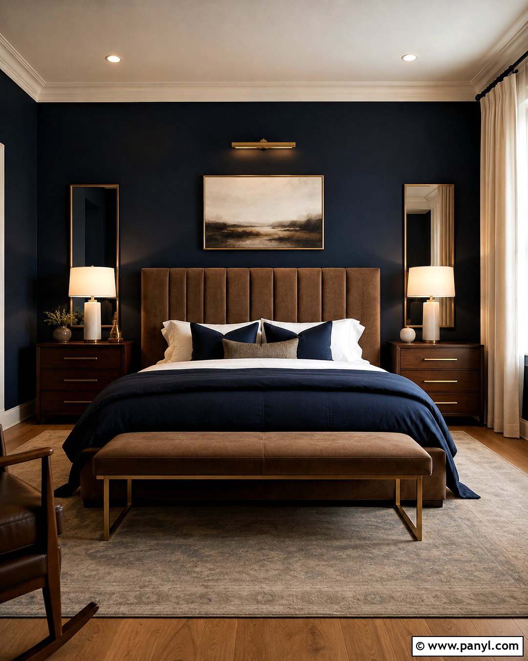 Midnight Blue And Mocha Brown Bedroom - 20 brown and blue color palette ideas