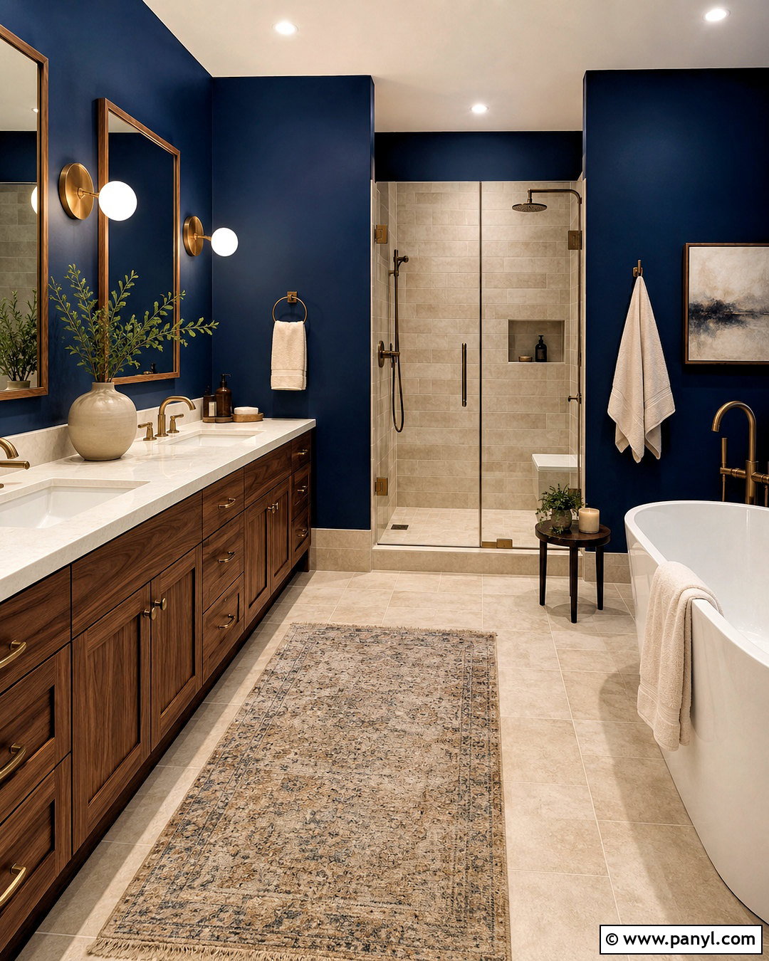 Midnight Blue And Walnut Bathroom - 20 midnight blue bathroom ideas