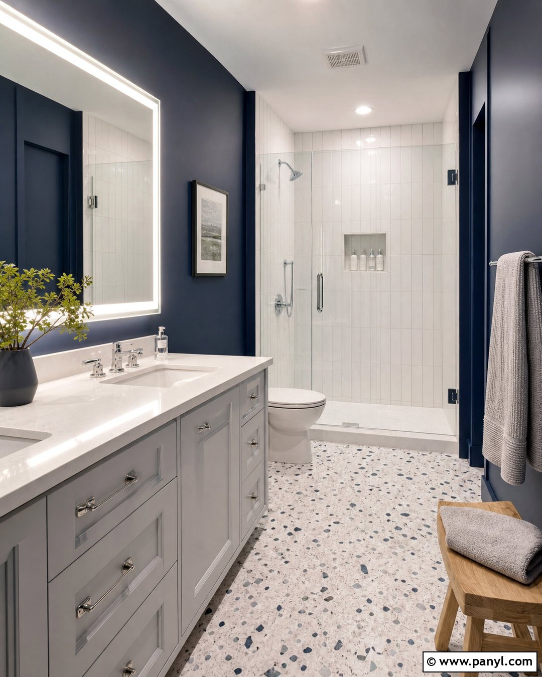 Midnight Blue Bathroom Walls - 25 Dark Bathroom Wall Color Ideas