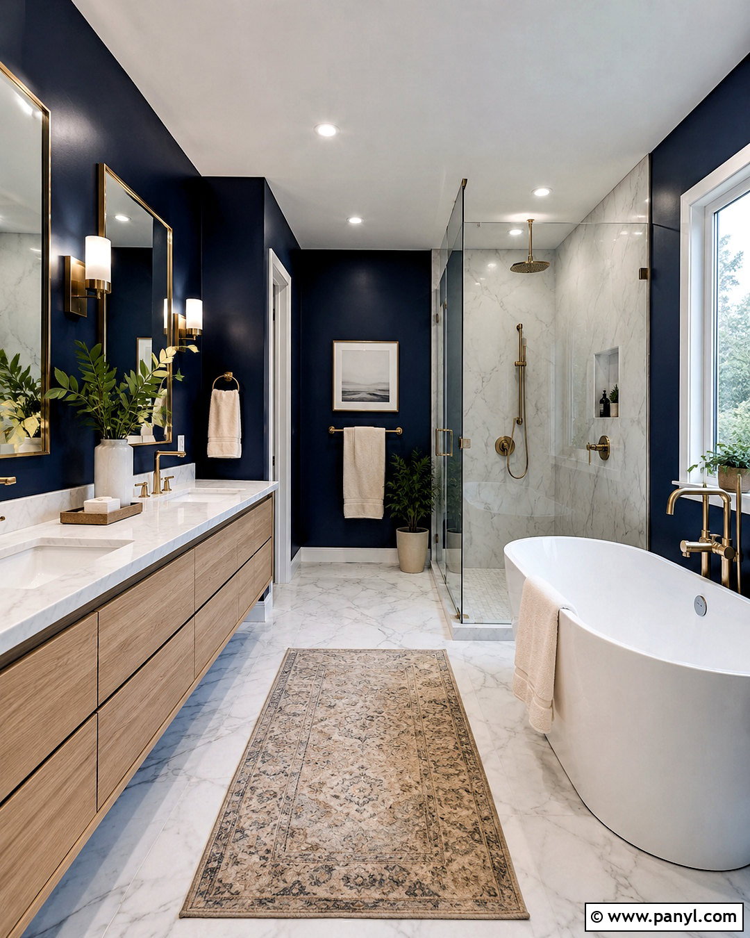 Midnight Blue Bathroom With White Marble - 20 midnight blue bathroom ideas