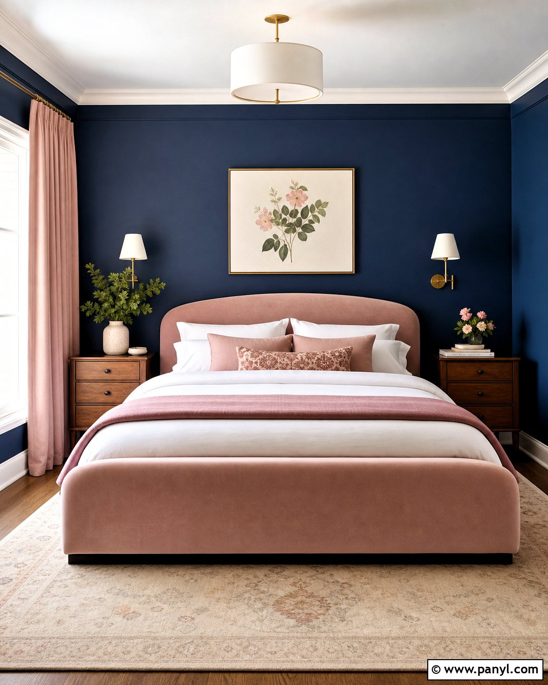 Midnight Blue Bedroom Walls With Blush Pink - 20 midnight blue walls