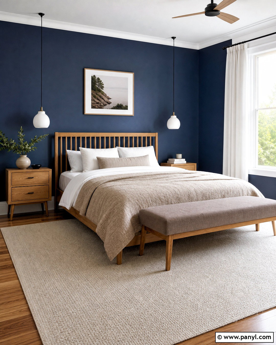 Midnight Blue Bedroom Walls With Light Oak - 20 midnight blue walls