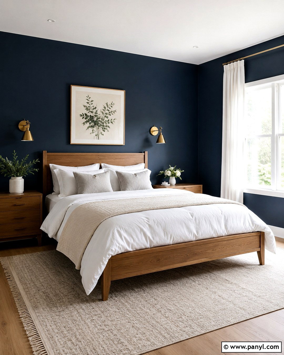 Midnight Blue Bedroom With White Bedding - 20 Midnight Blue Wall Color Ideas