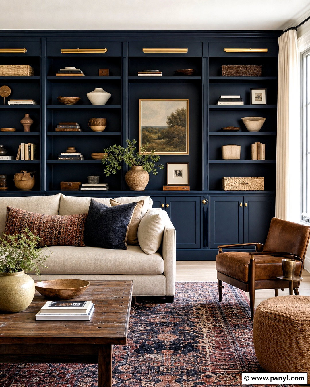 Midnight Blue Built-In Accent Wall - 20 moody accent wall ideas
