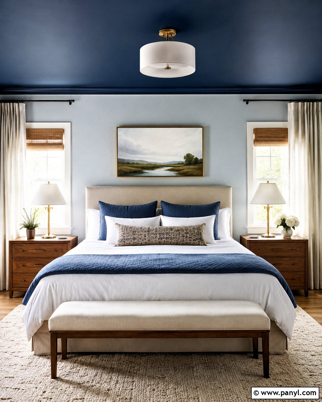 Midnight Blue Ceiling Guest Room - 20 dark painted ceiling ideas