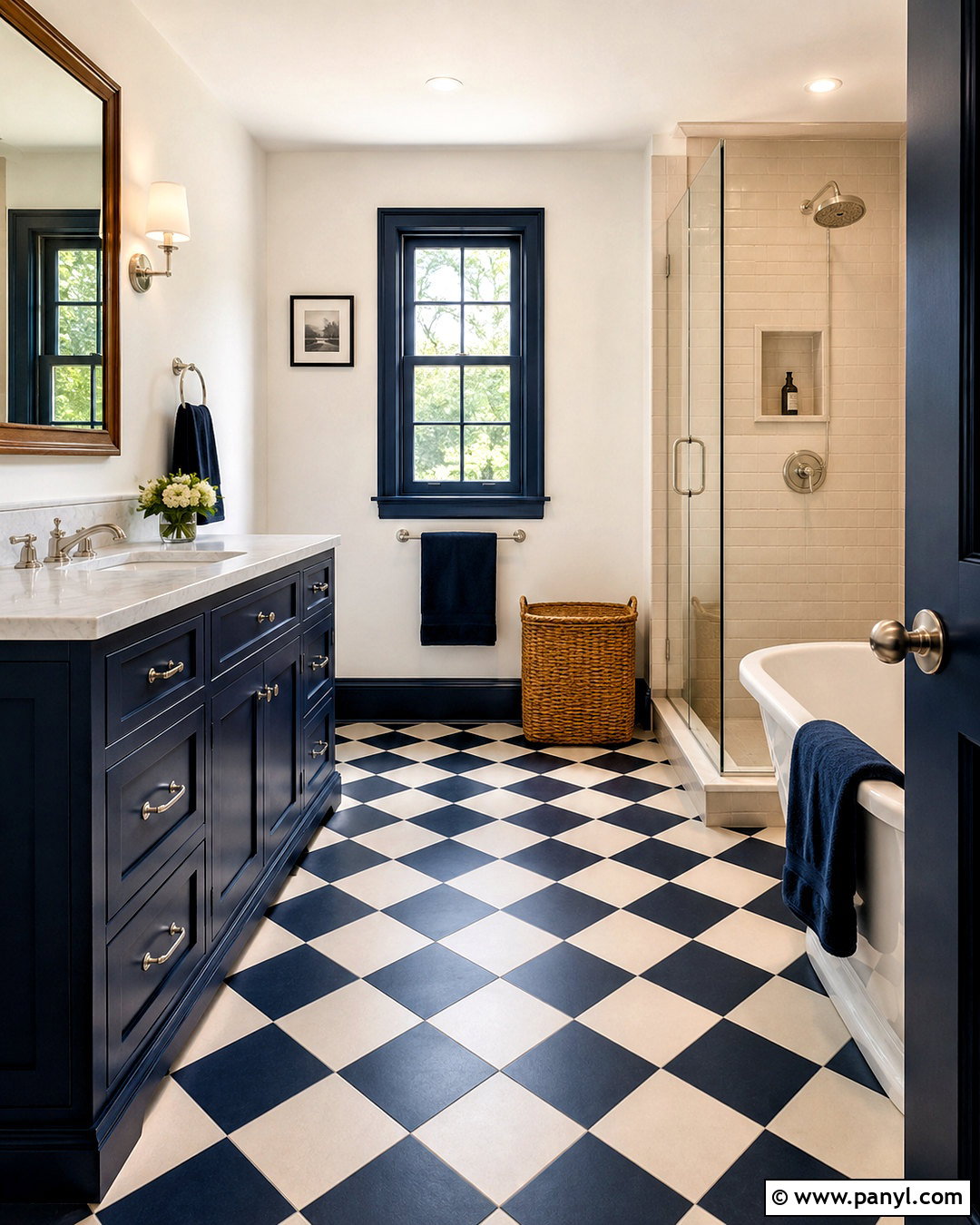 Midnight Blue Checkerboard Bathroom - 20 midnight blue bathroom ideas