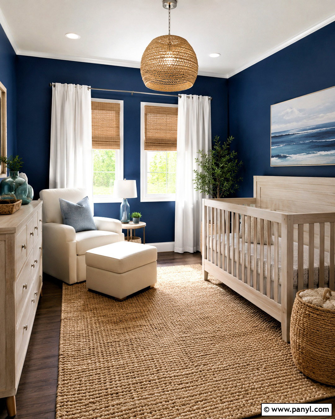 Midnight Blue Coastal Nursery - 20 dark baby nursery ideas