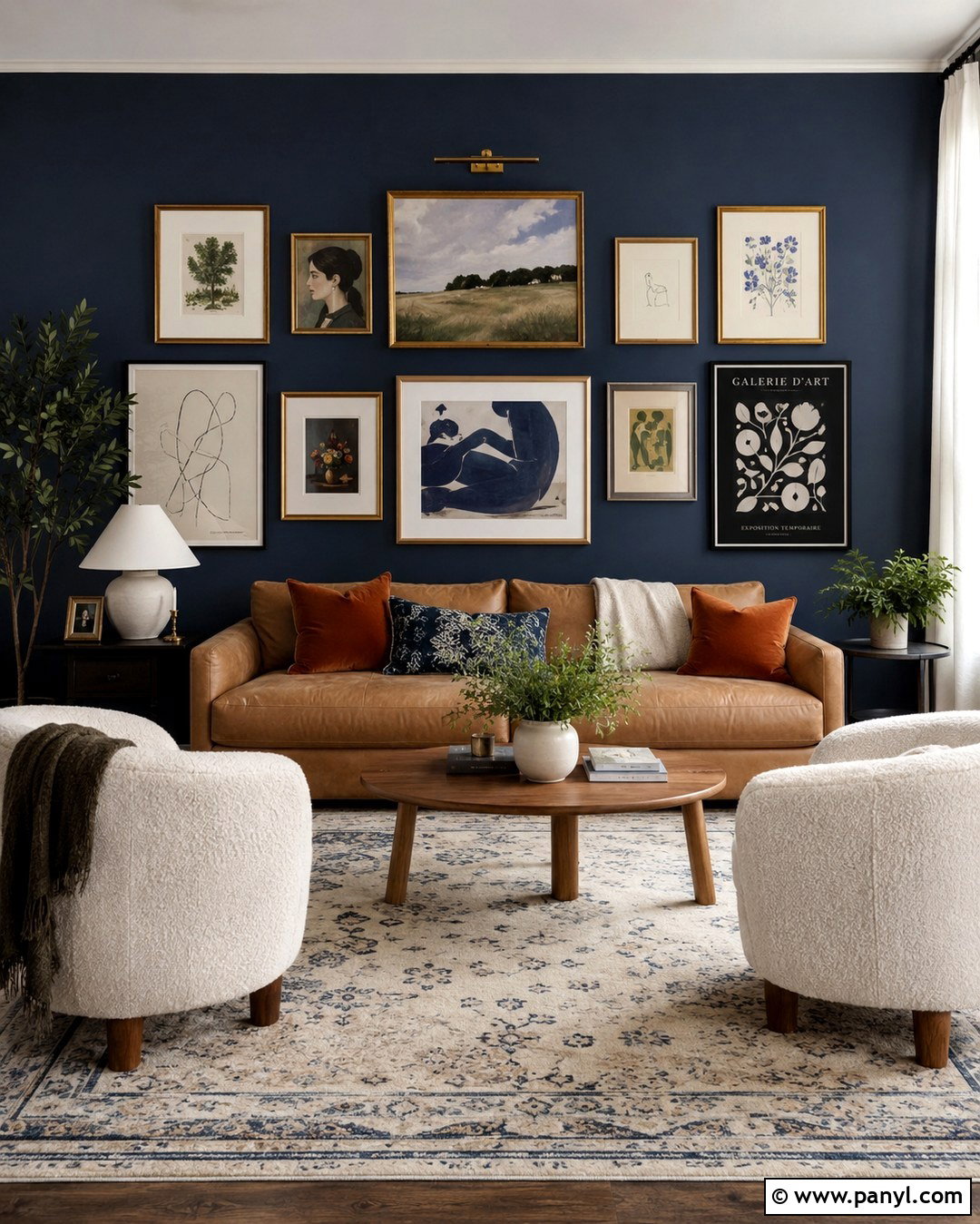 Midnight Blue Gallery Wall Living Room - 20 Midnight Blue Wall Color Ideas