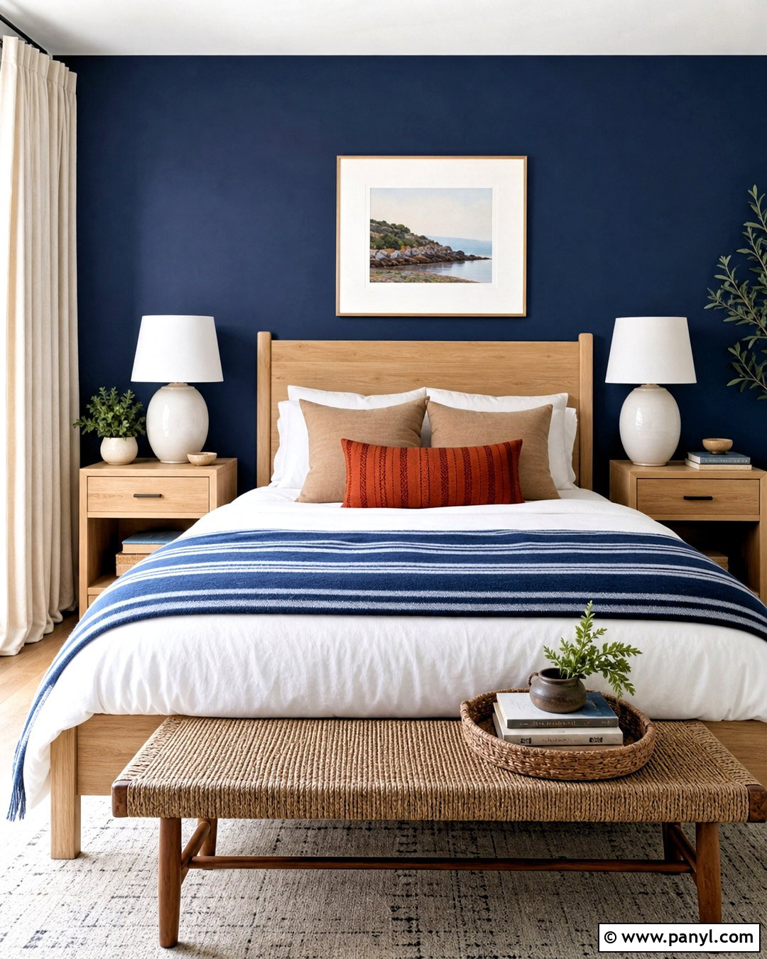 Midnight Blue Guest Room Feature Wall - 20 dark feature wall ideas