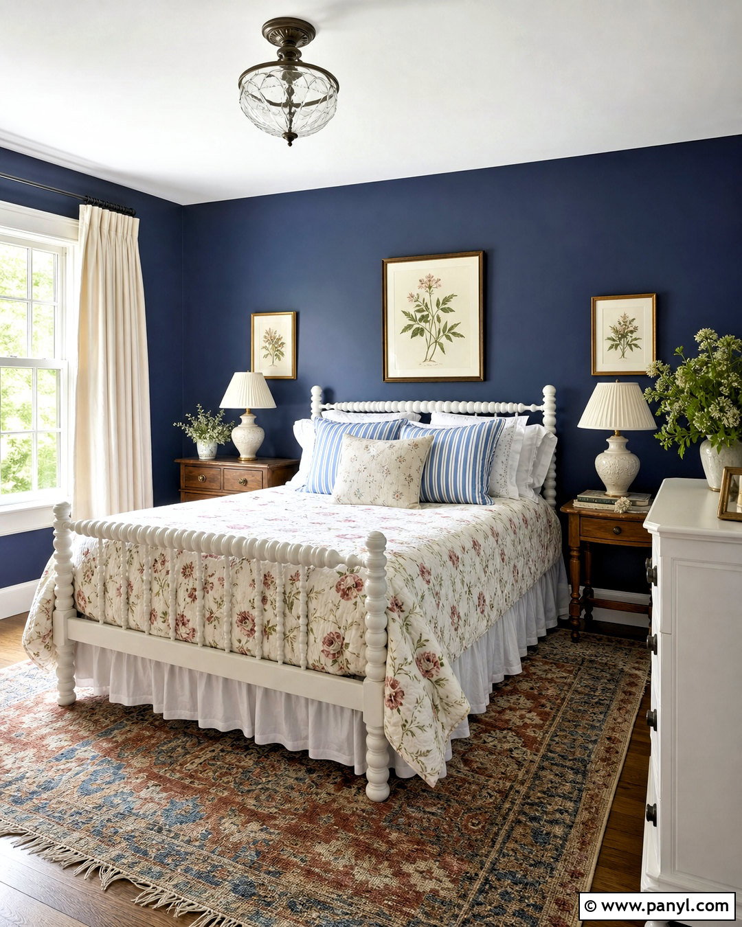 Midnight Blue Guest Room Walls With Cottage Decor - 20 midnight blue walls