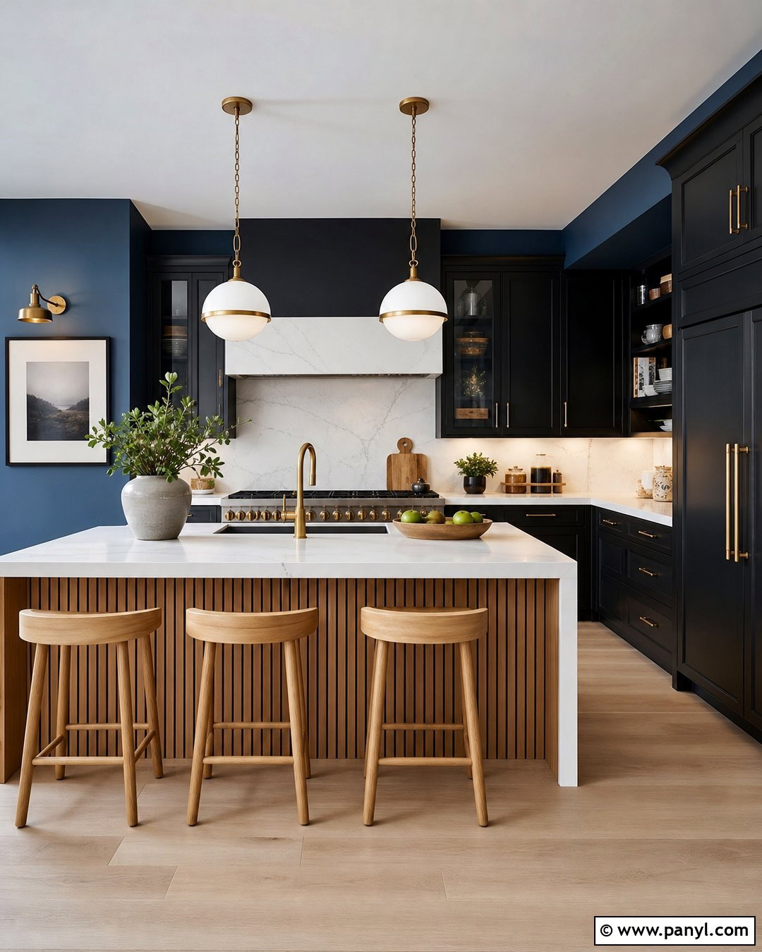 Midnight Blue Kitchen Walls With Black Cabinets - 20 Blue Kitchen Walls With Dark Cabinets