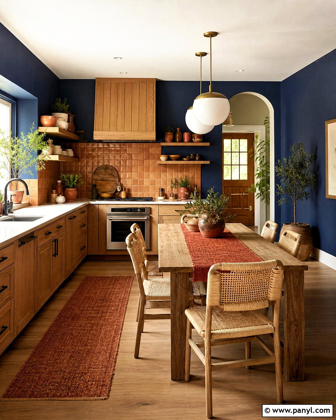 Midnight Blue Kitchen Walls With Terracotta Accents - 20 midnight blue walls