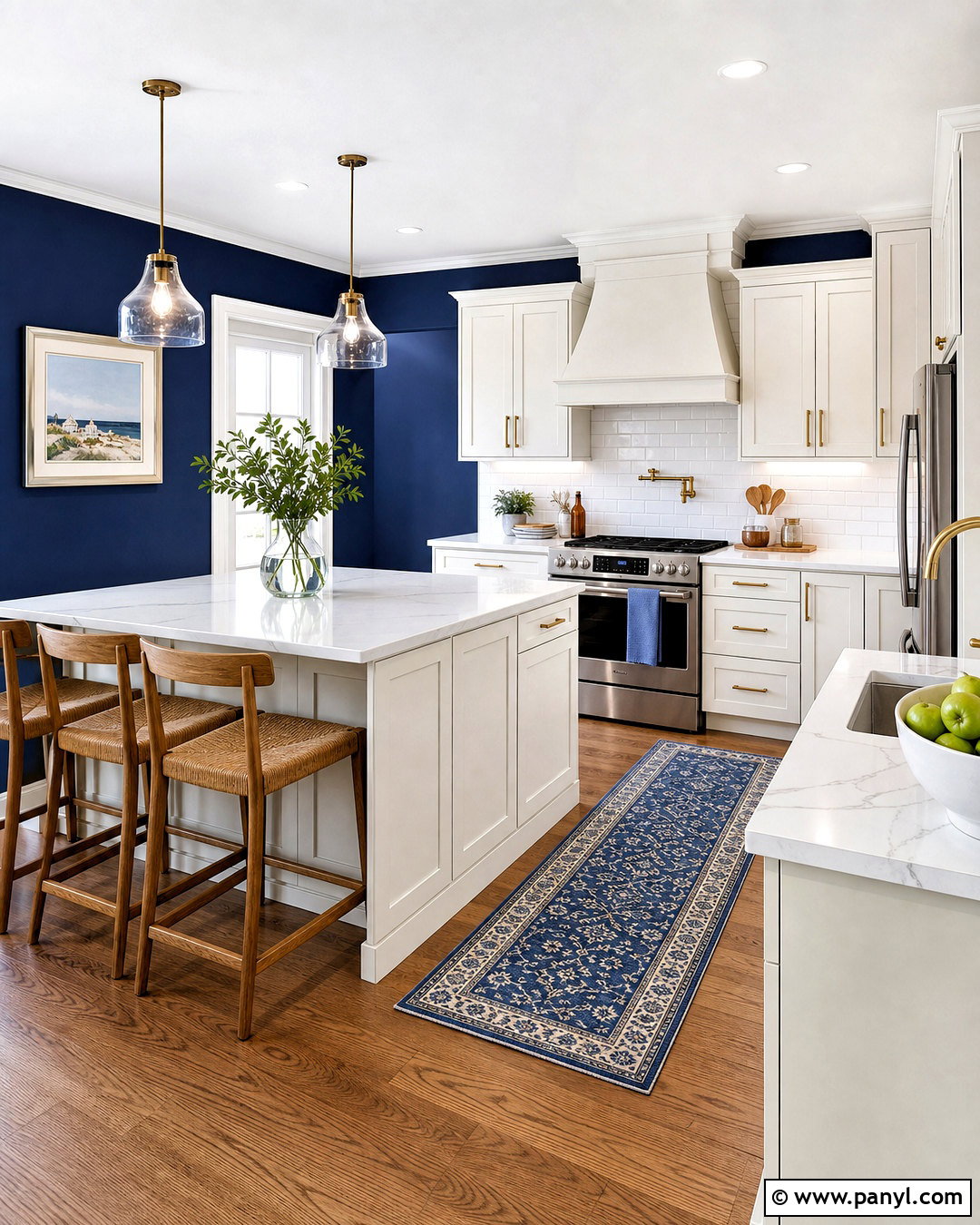 Midnight Blue Kitchen Walls With White Cabinets - 20 midnight blue walls