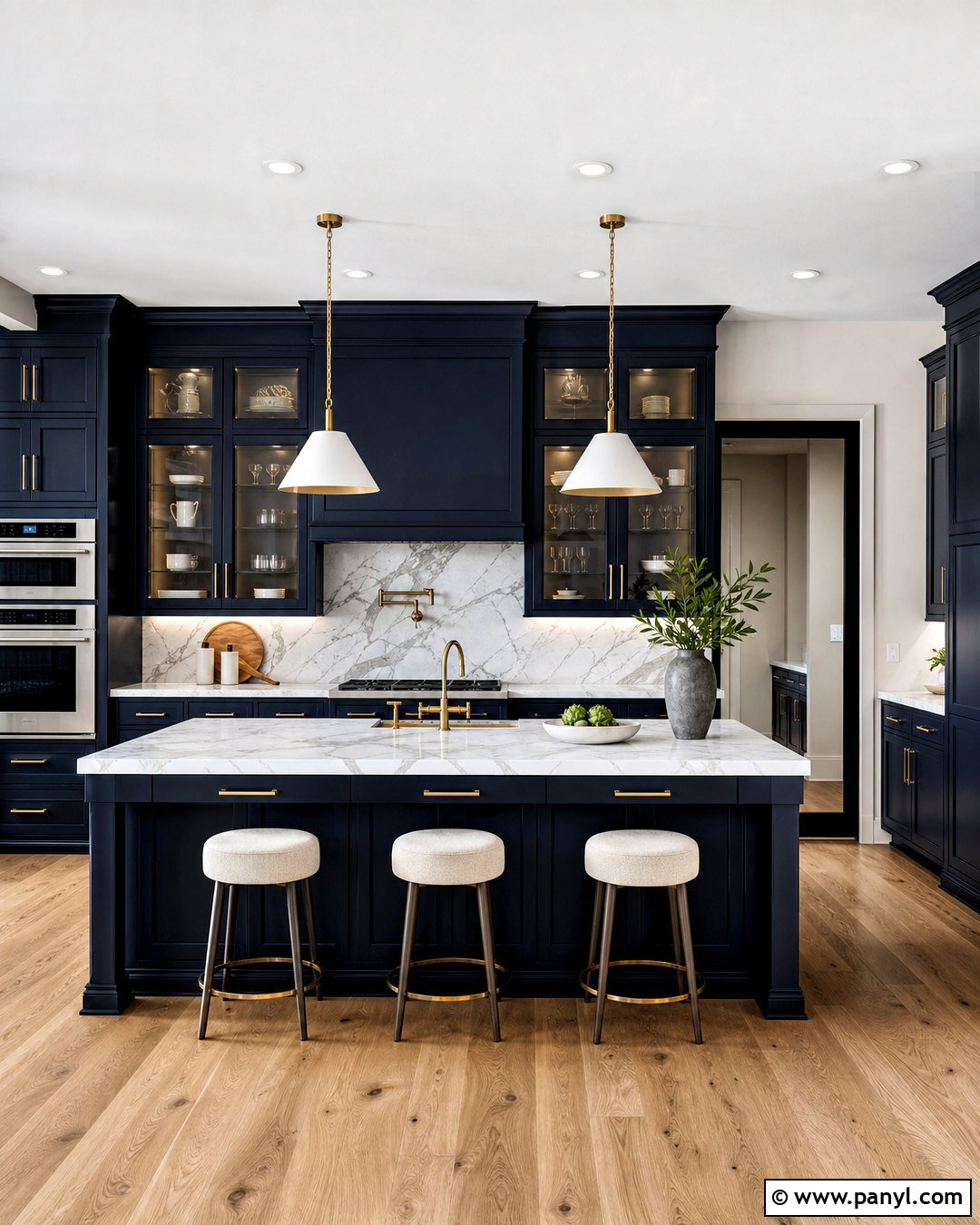 Midnight Blue Kitchen With Marble - 20 blue kitchen inspiration ideas