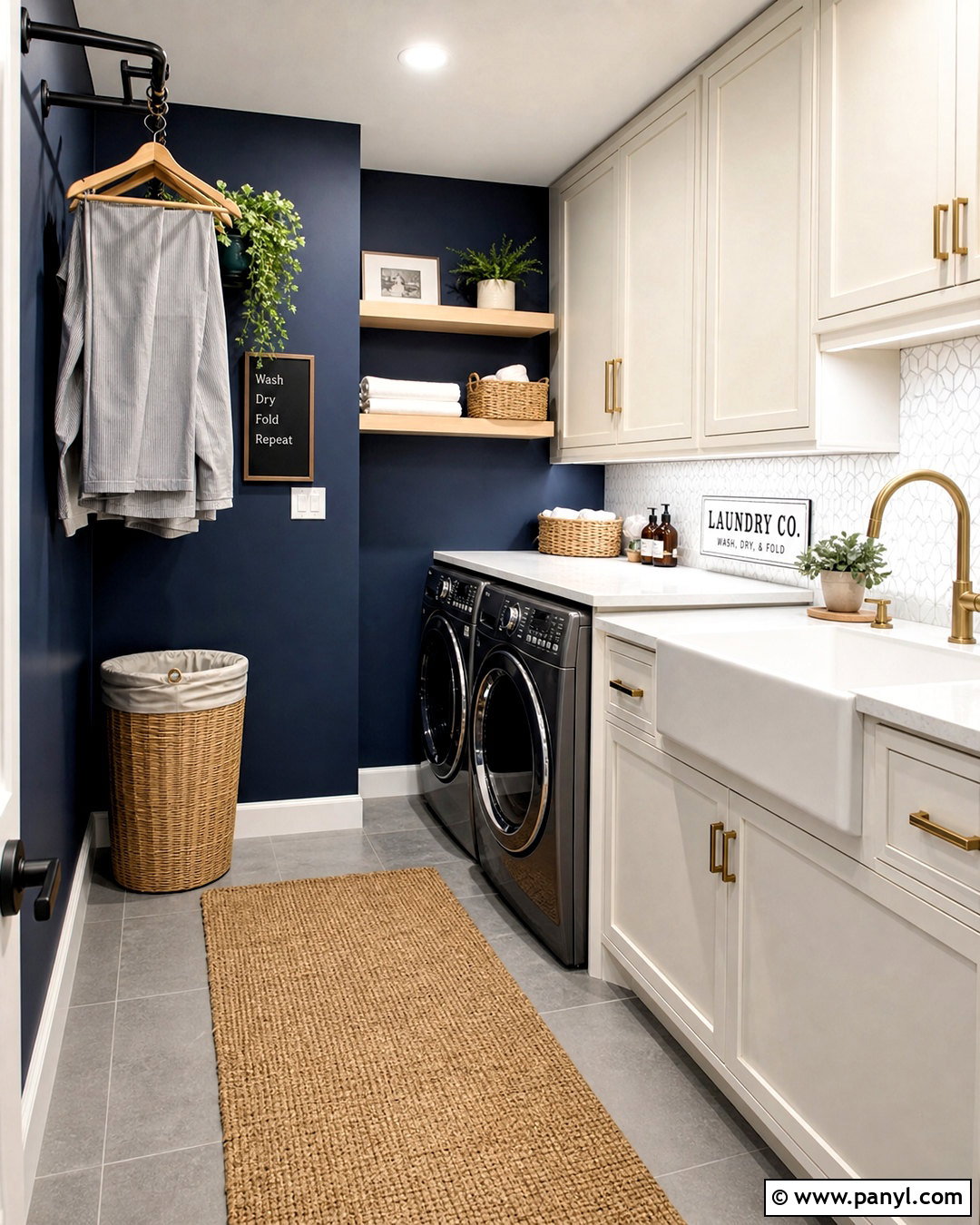 Midnight Blue Laundry Room Walls With White Cabinets - 20 midnight blue walls