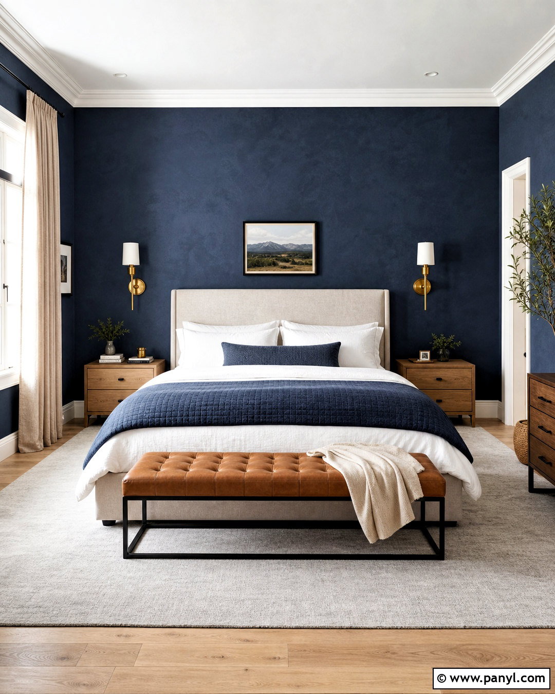 Midnight Blue Limewash Walls In A Bedroom - 20 dark limewash walls