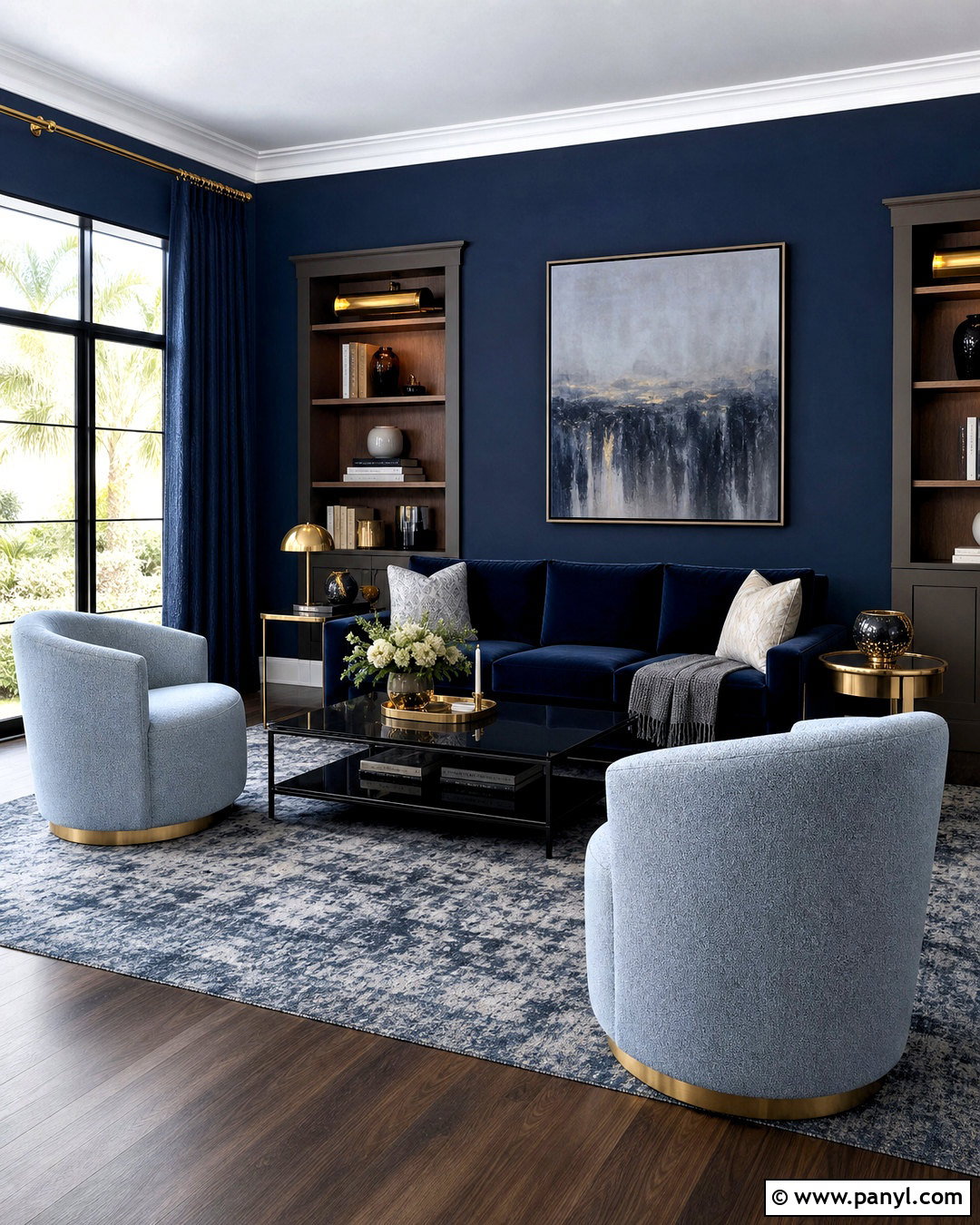 Midnight Blue Living Room Walls With Blue Velvet - 20 midnight blue walls