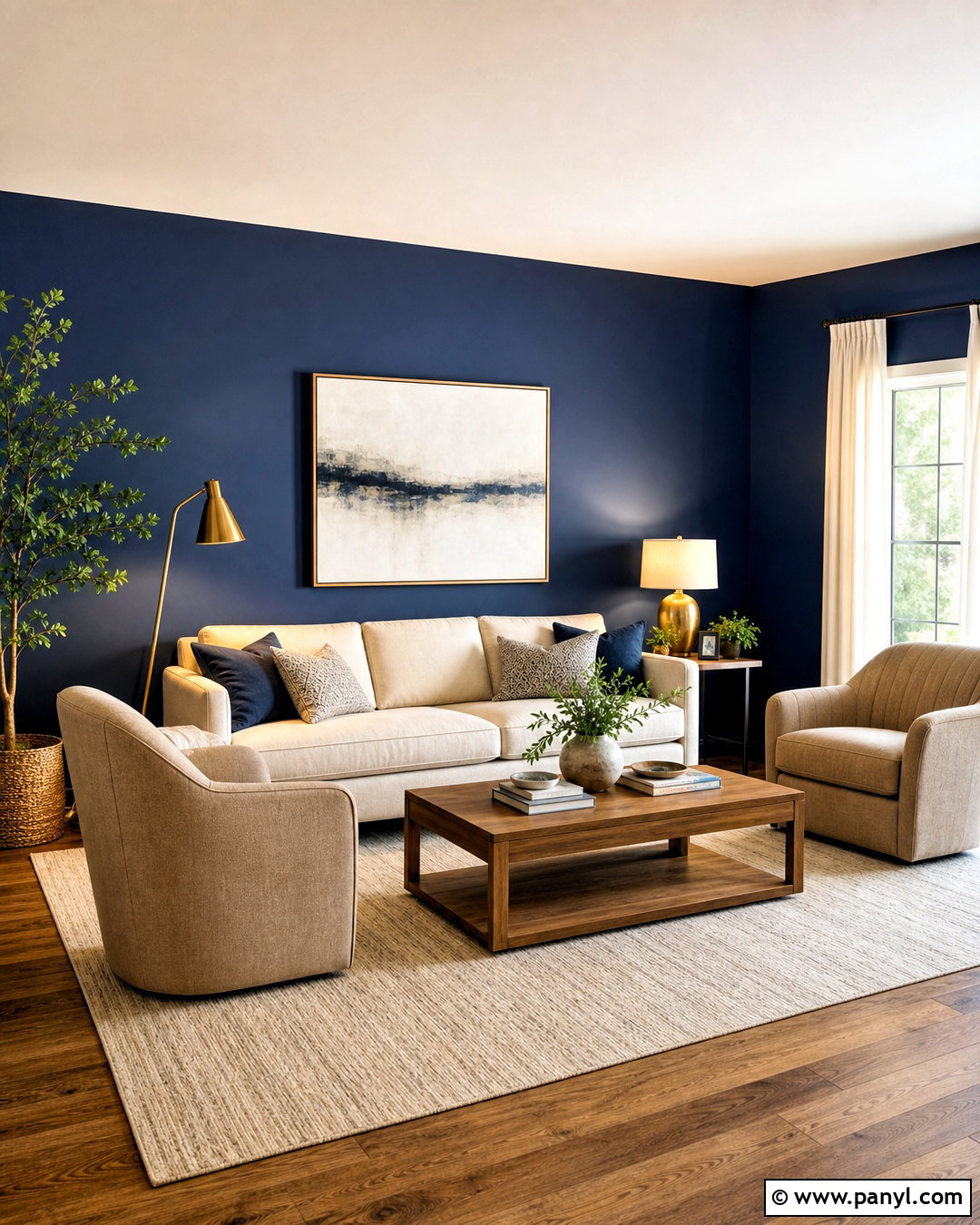 Midnight Blue Living Room Walls With Cream Furniture - 20 midnight blue walls