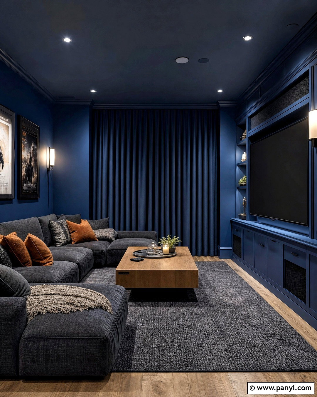 Midnight Blue Media Room - 20 blue room idea ideas