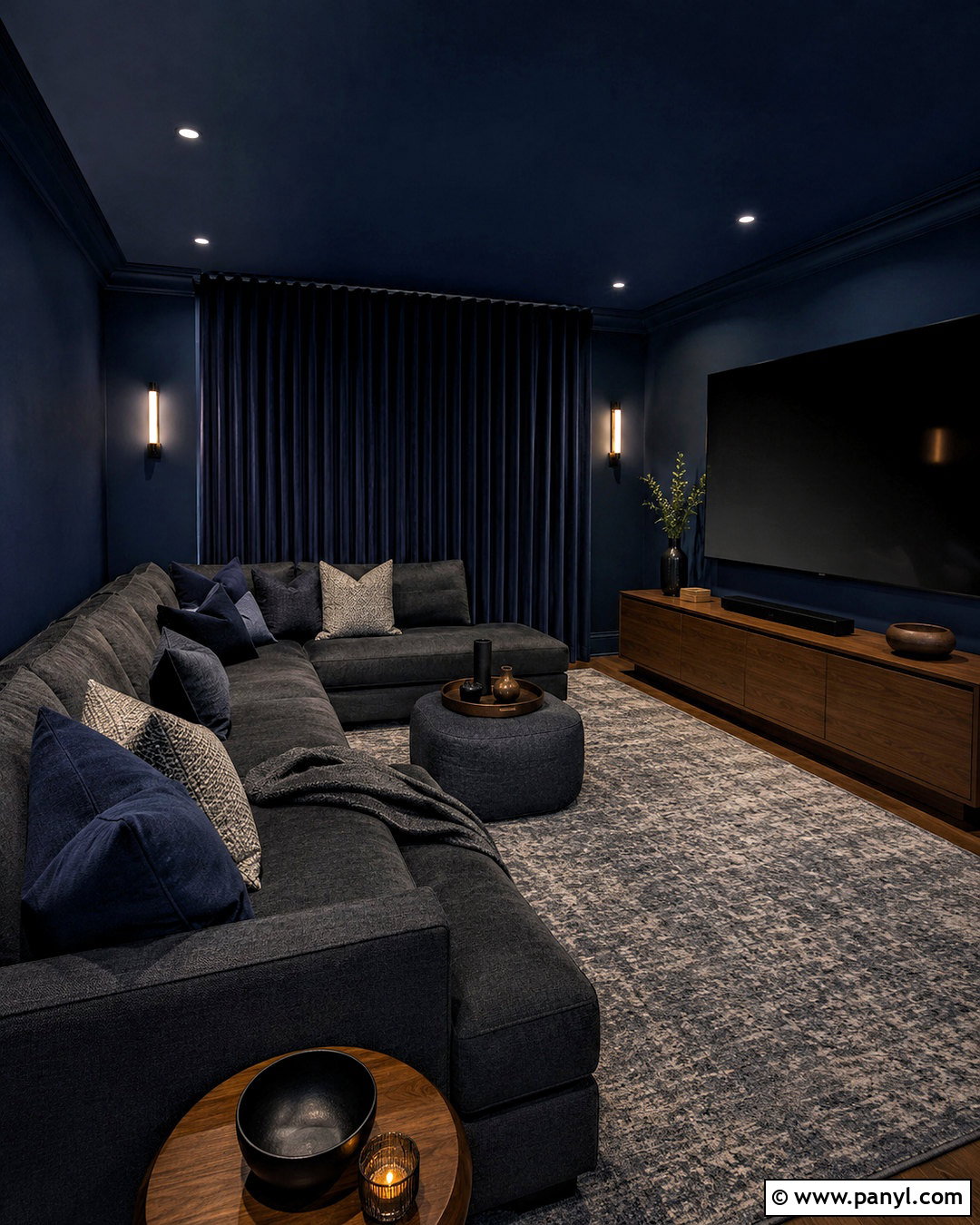 Midnight Blue Media Room - 20 dark room colors