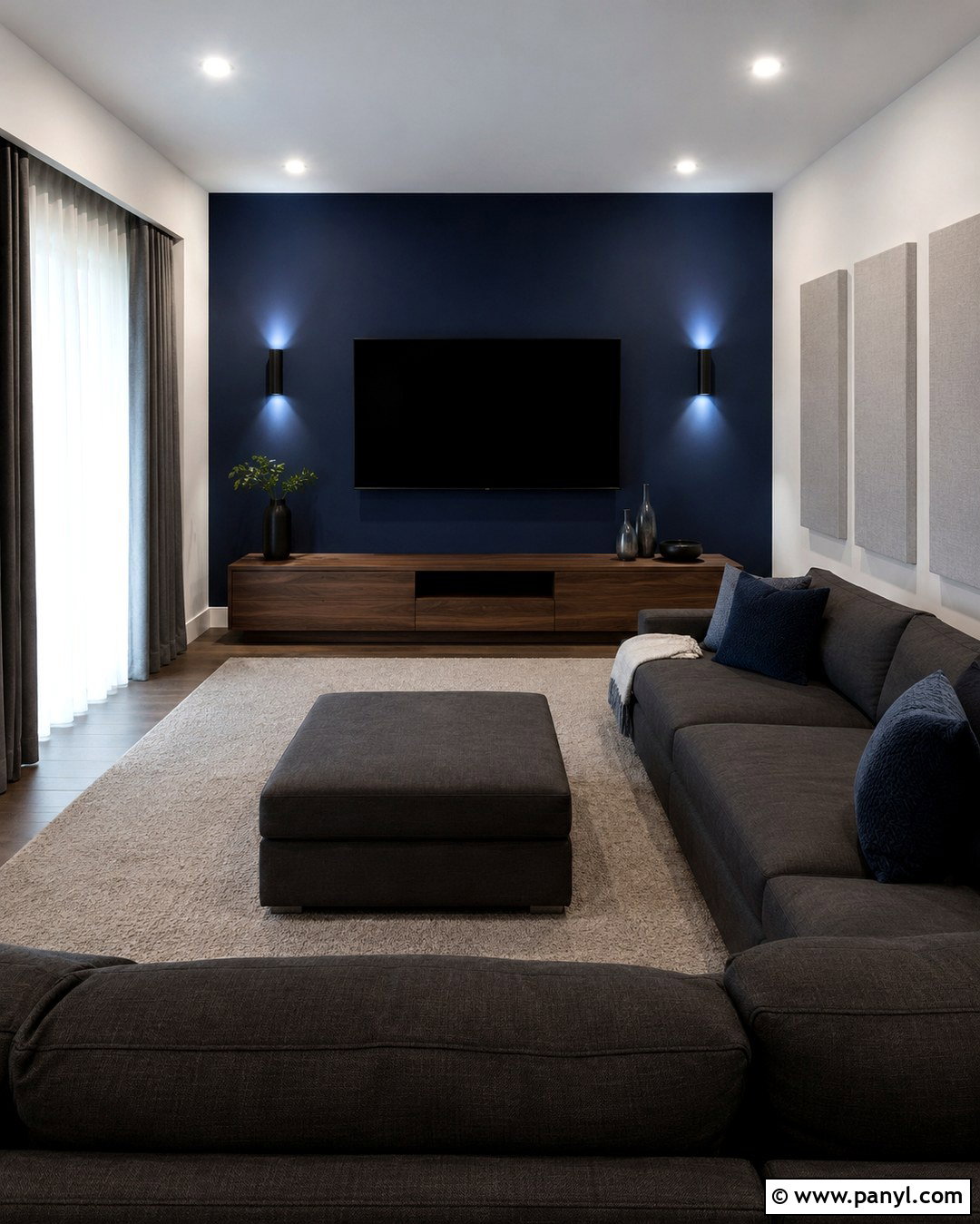 Midnight Blue Media Room Accent Wall - 20 White Walls With Blue Accent Wall Ideas