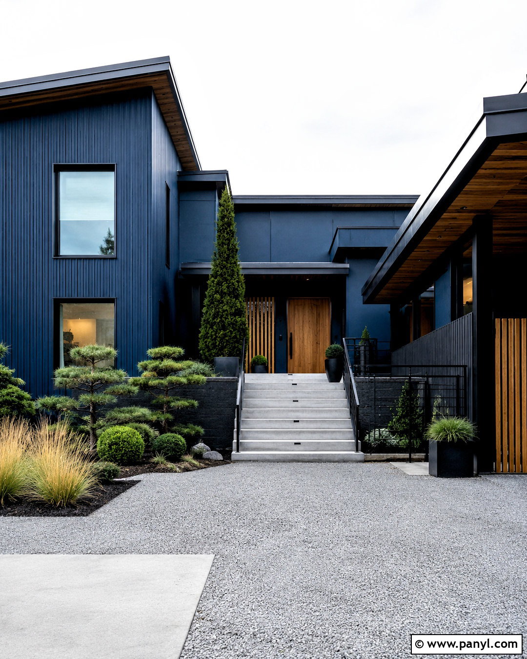 Midnight Blue Modern House With Black Trim - 20 blue house black trim ideas