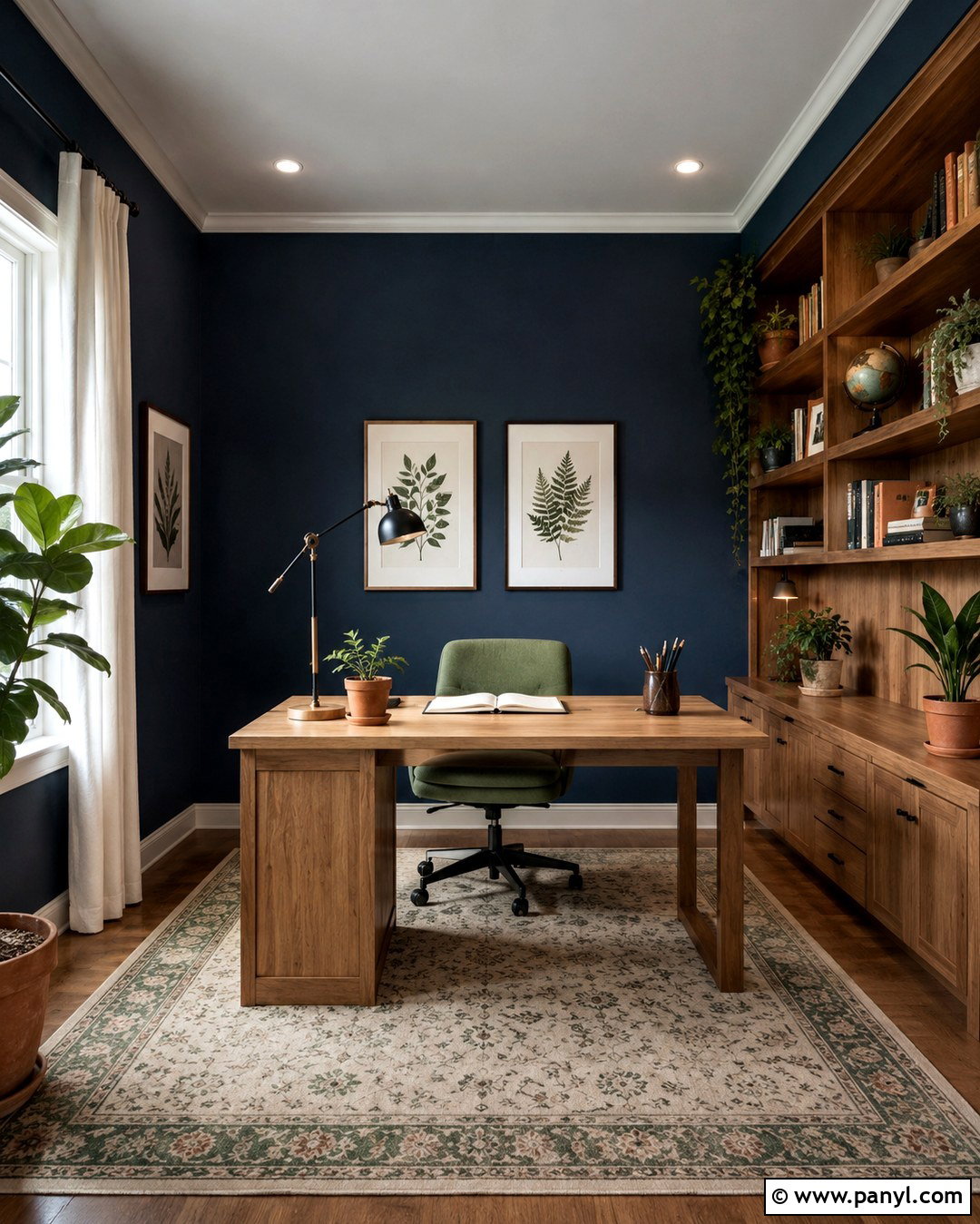 Midnight Blue Office With Sage Green - 20 Midnight Blue Wall Color Ideas