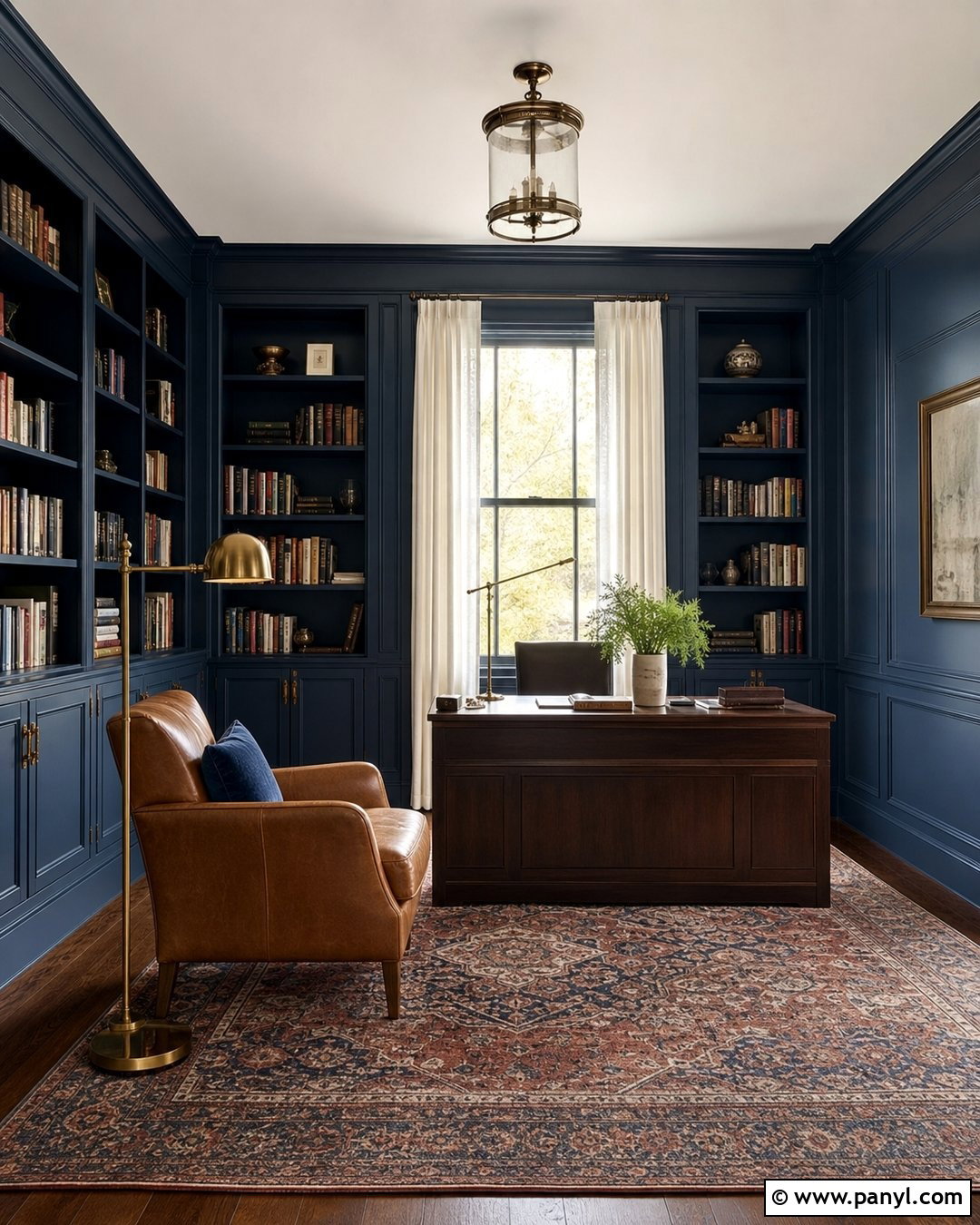 Midnight Blue Paneled Library - 25 Textured Blue Wall Ideas