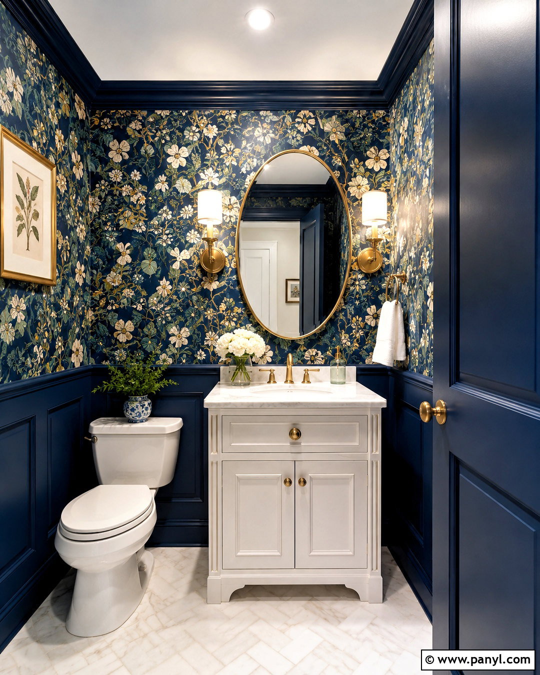 Midnight Blue Powder Room Wallpaper - 20 midnight blue bathroom ideas
