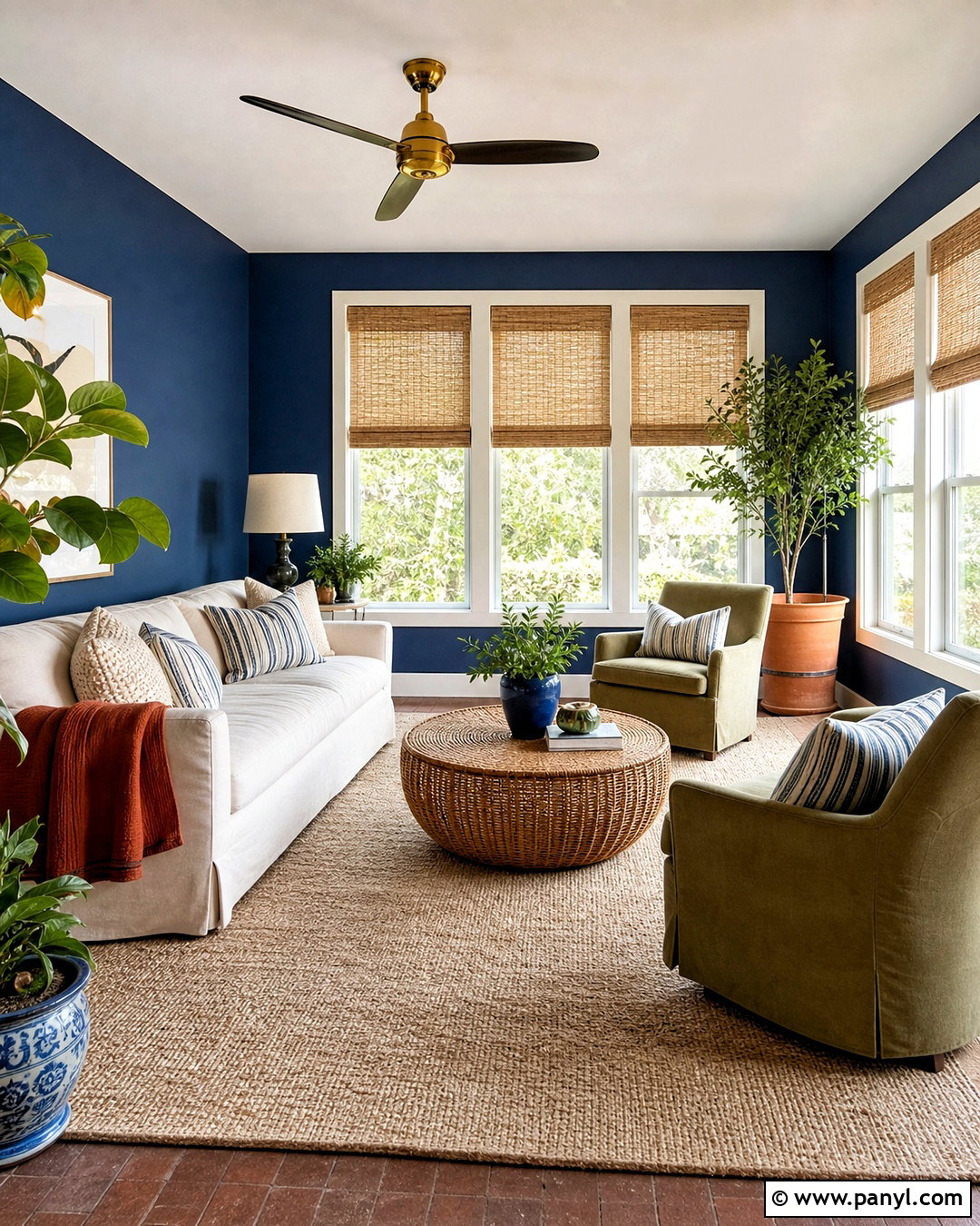 Midnight Blue Sunroom Walls With Green Accents - 20 midnight blue walls