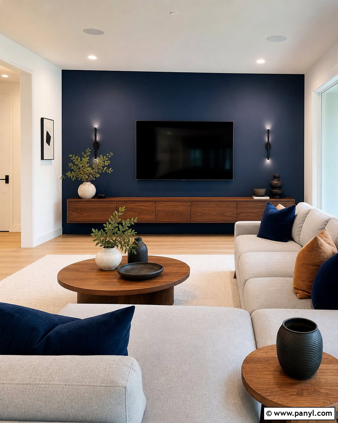 Midnight Blue TV Accent Wall - 20 Accent Blue Wall Ideas