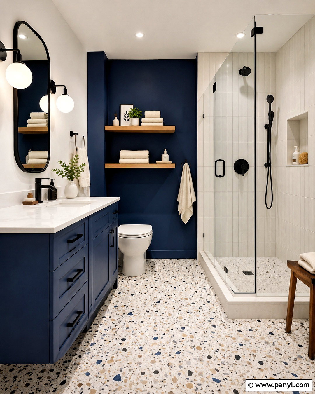 Midnight Blue Terrazzo Bathroom - 20 midnight blue bathroom ideas