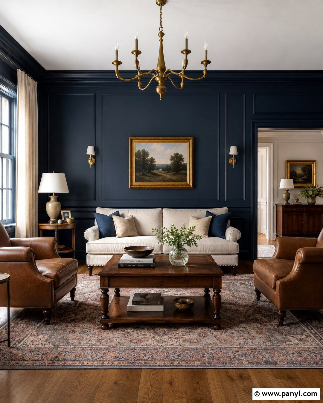 Midnight Blue Traditional Living Room With Molding - 20 Midnight Blue Wall Color Ideas