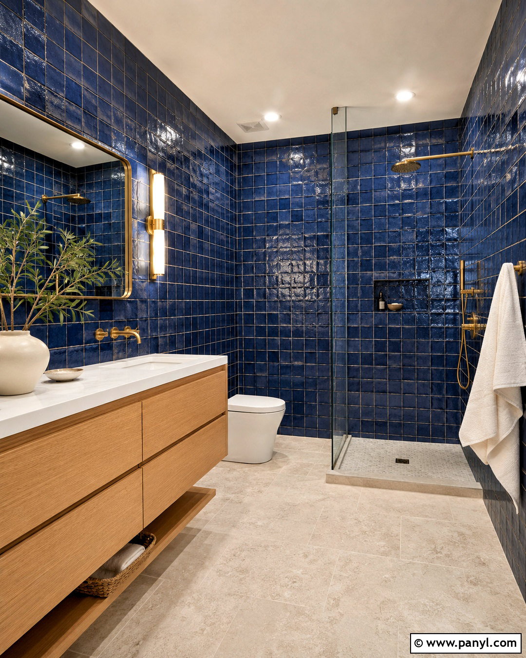 Midnight Blue Zellige Tile Bathroom - 20 midnight blue bathroom ideas