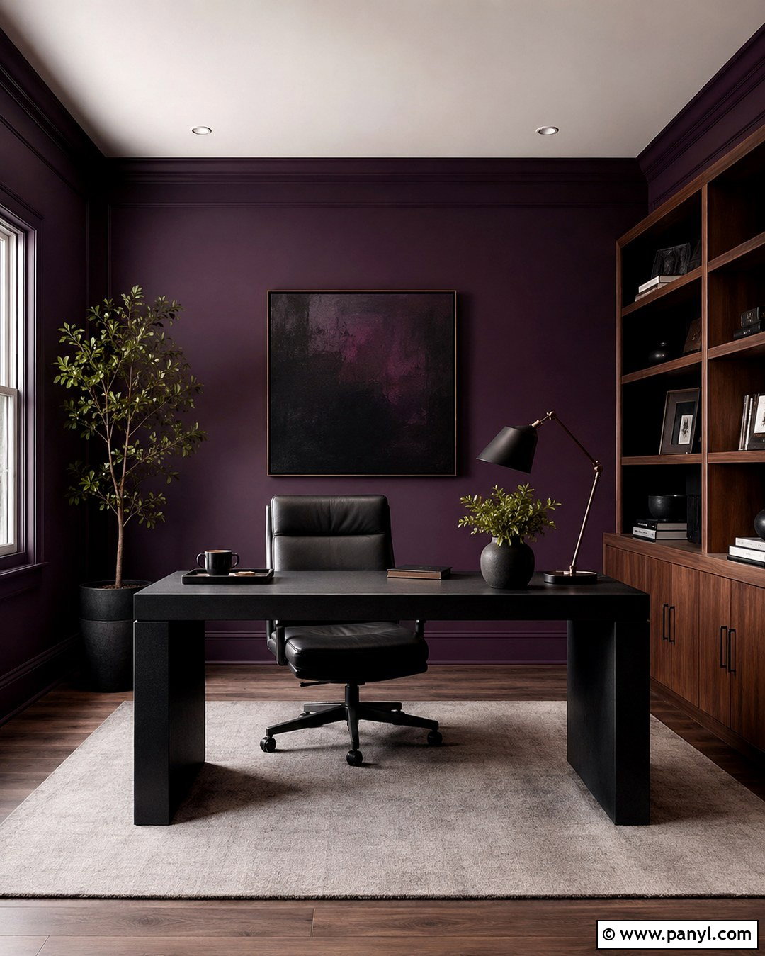 Midnight Orchid And Charcoal Home Office - 20 Midnight Orchid Color Ideas