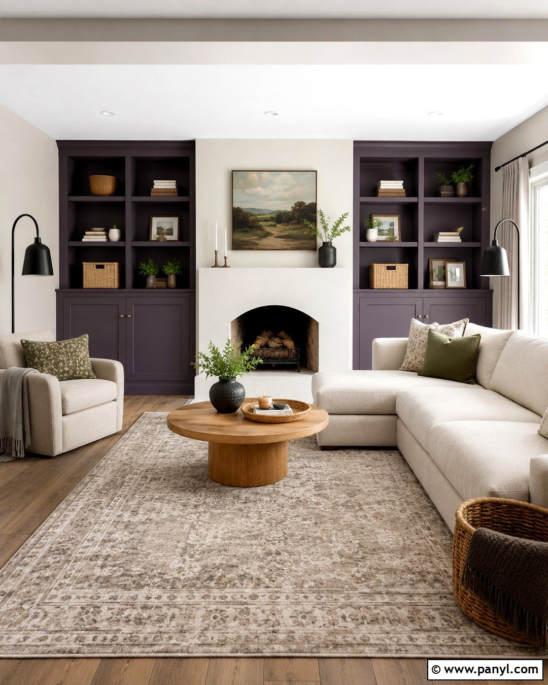 Midnight Orchid And Natural Oak Family Room - 20 Midnight Orchid Color Ideas