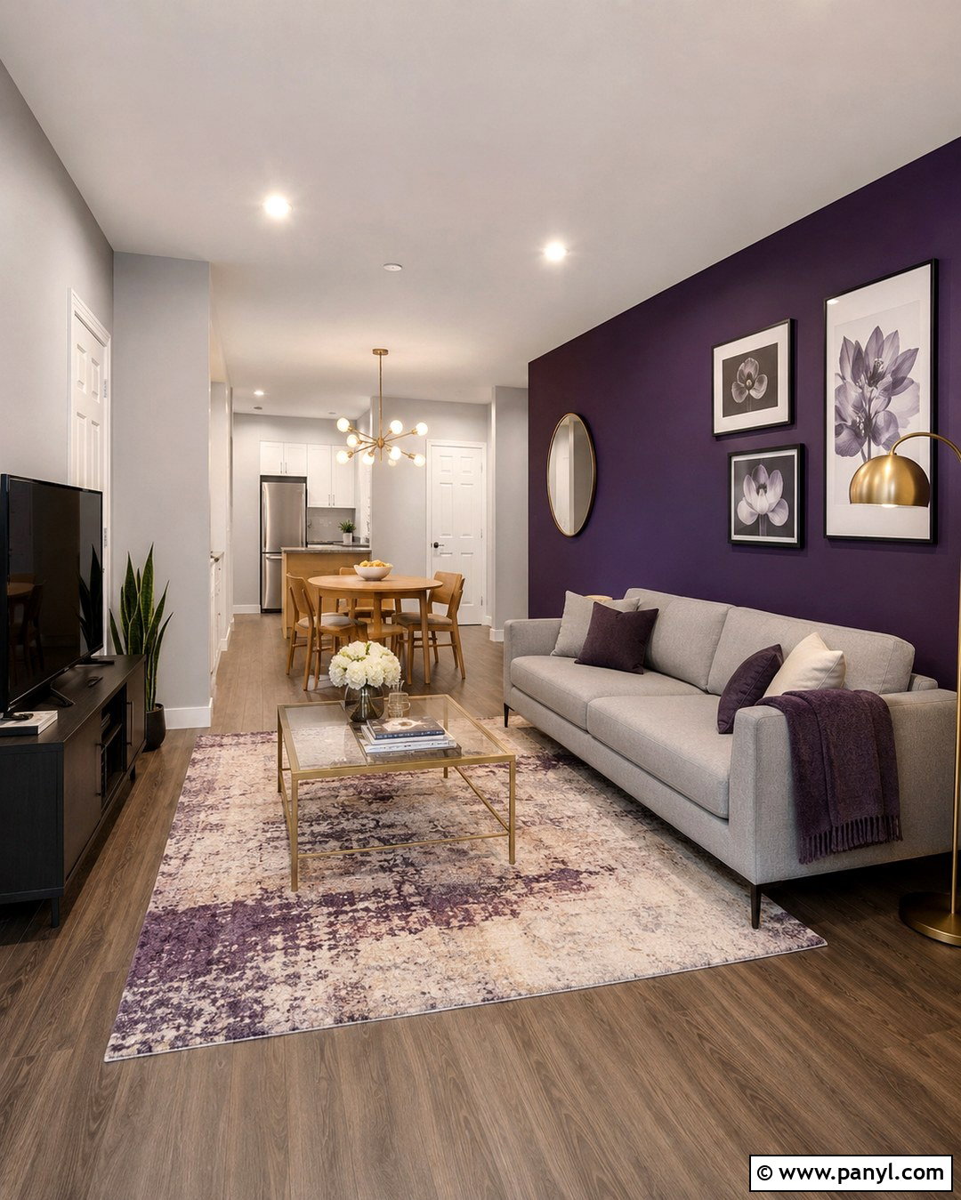Midnight Orchid And Soft Gray Apartment - 20 Midnight Orchid Color Ideas