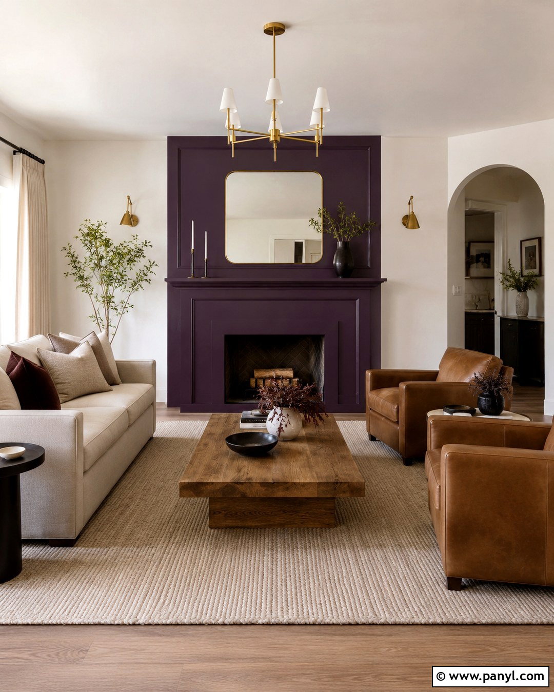 Midnight Orchid And Warm White Living Room - 20 Midnight Orchid Color Ideas