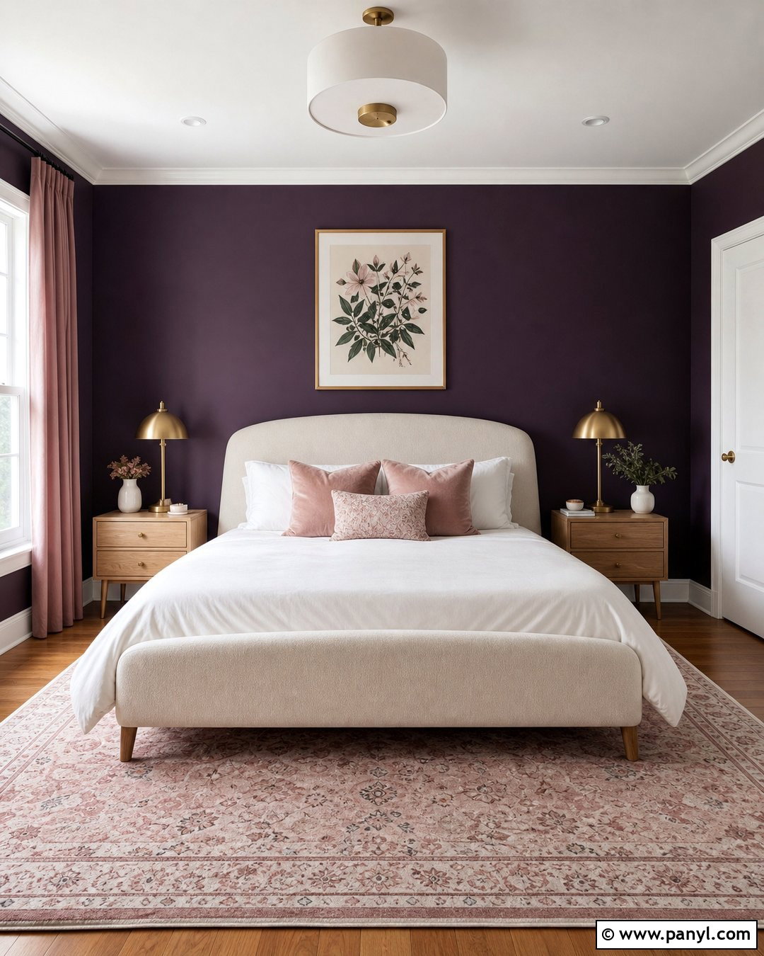 Midnight Purple Bedroom With Dusty Pink Accents - 20 Midnight Purple Wall Paint Ideas