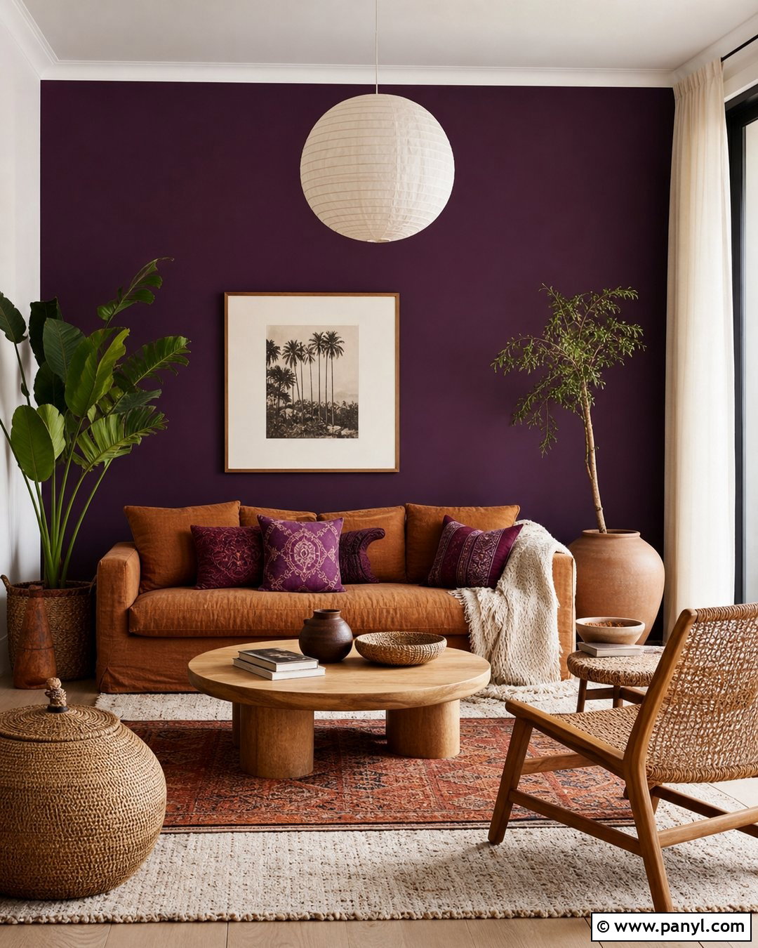 Midnight Purple Boho Living Room - 20 Midnight Purple Wall Paint Ideas