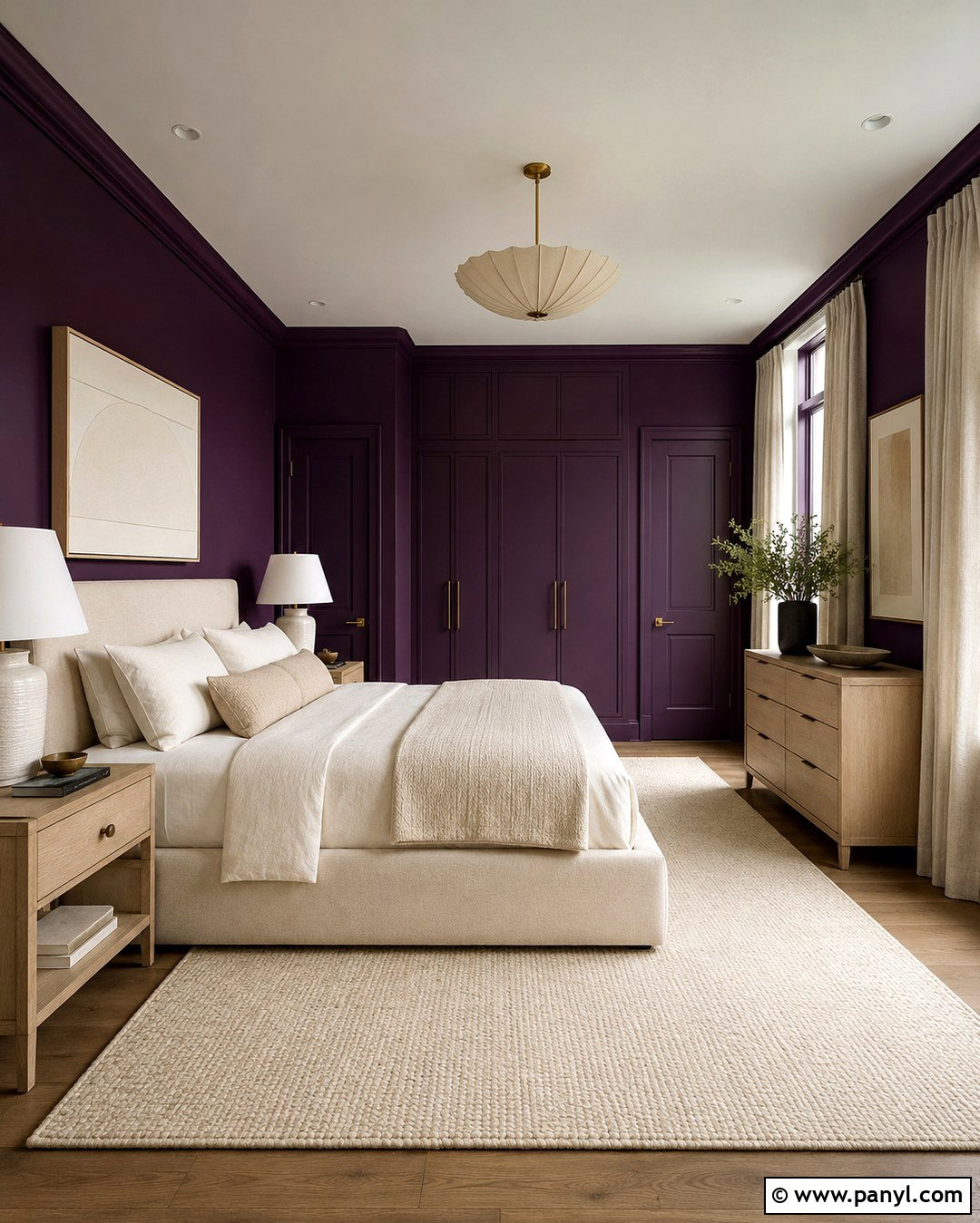 Midnight Purple Color-Drenched Bedroom - 20 Midnight Purple Wall Ideas