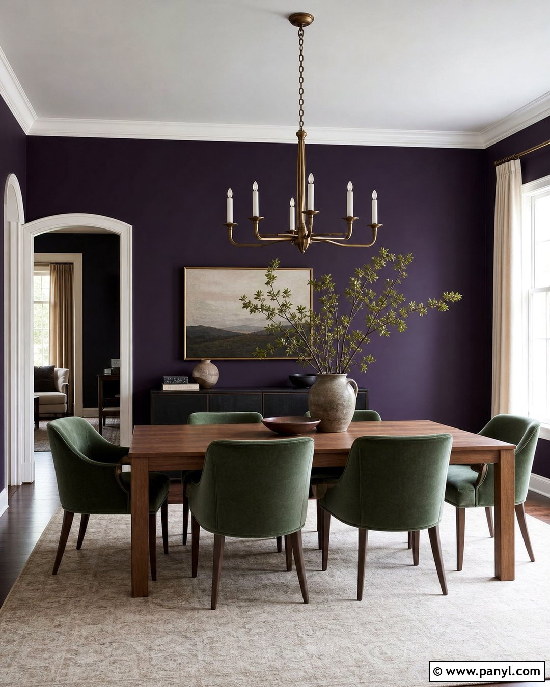 Midnight Purple Dining Room With Green Chairs - 20 Midnight Purple Wall Paint Ideas