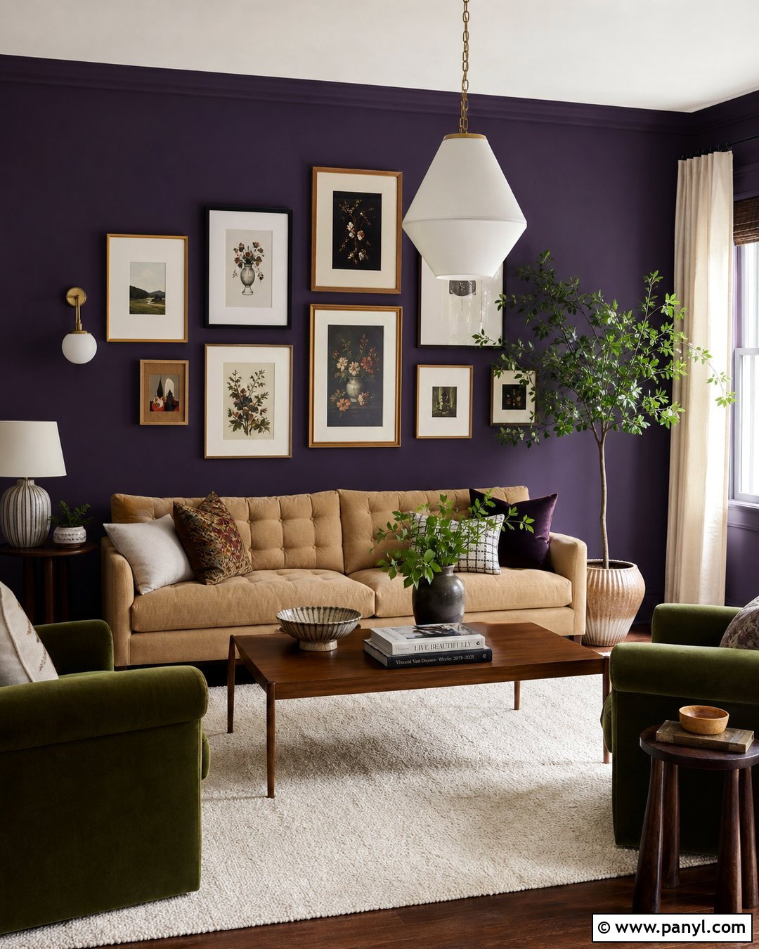 Midnight Purple Gallery Wall Living Room - 20 Midnight Purple Wall Paint Ideas