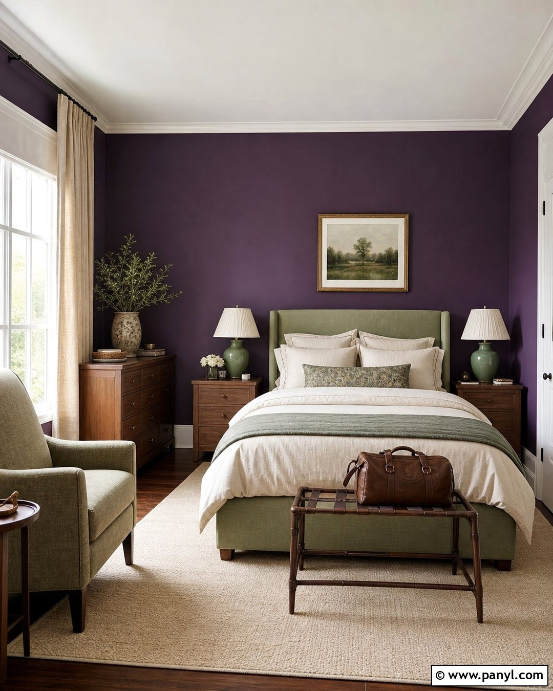 Midnight Purple Guest Room With Sage Green - 20 Midnight Purple Wall Paint Ideas