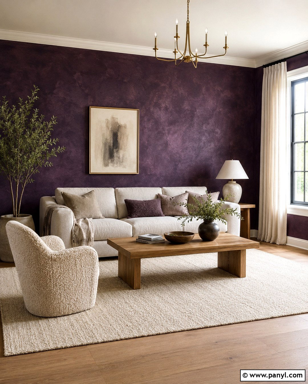 Midnight Purple Limewash Wall With Natural Textures - 20 Midnight Purple Wall Ideas