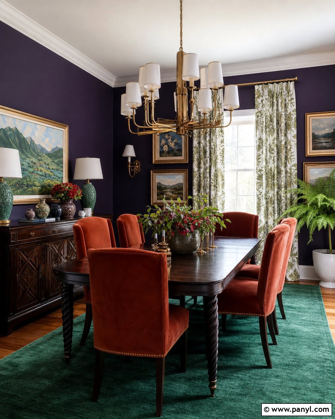 Midnight Purple Maximalist Dining Room - 20 Midnight Purple Wall Paint Ideas