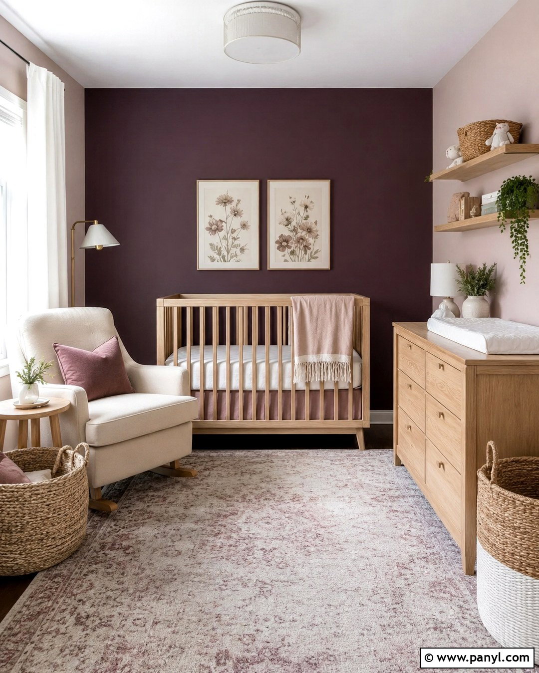Midnight Purple Nursery Wall With Soft Blush - 20 Midnight Purple Wall Ideas