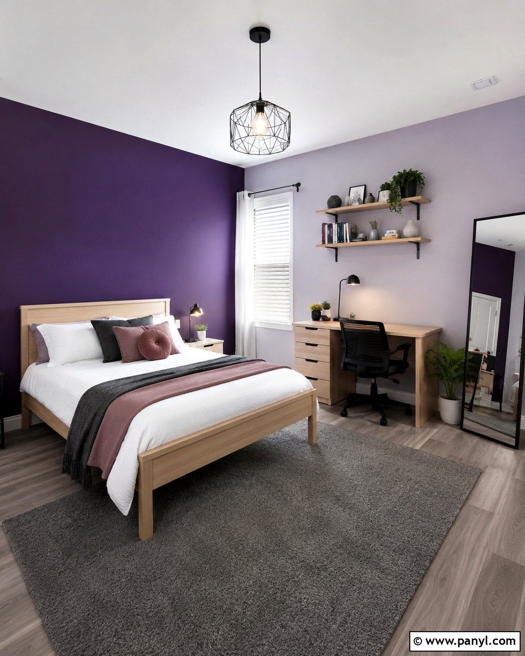 Midnight Purple Teen Bedroom Wall With Lavender - 20 Midnight Purple Wall Ideas